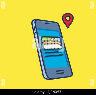 mobile gadget for maps. Isolated cartoon object illustration. Flat Style Sticker Icon Design Premium Logo vector Stock Vector
