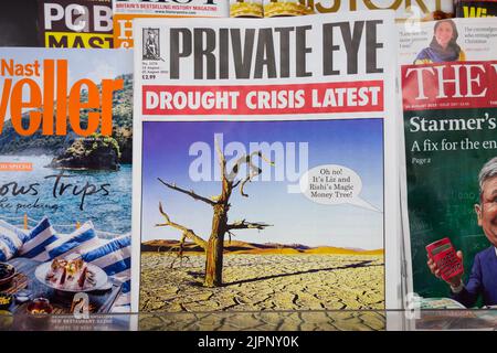 Front Cover of Private Eye Magazine - Drought Crisis Latest, Magic Money Tree Stock Photo