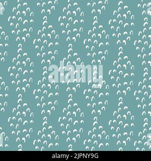 Modern vector scallop shell seamless pattern background. Naive pink white backdrop with shells created from single doodle waves. Abstract pottery Stock Vector
