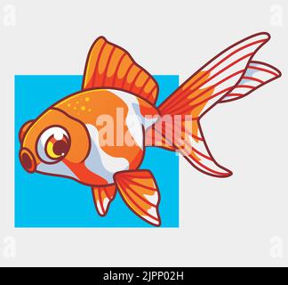 cute gold fish orange. isolated cartoon animal illustration. Flat Style Sticker Icon Design Premium Logo vector. Mascot Character Stock Vector