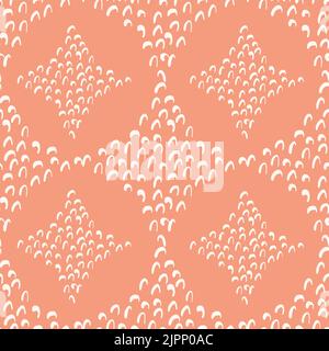 Quatrefoil seamless vector pattern background. Scribbled hand-drawn backdrop with historical foil motifs in pink, white. Naive doodle decorative star Stock Vector
