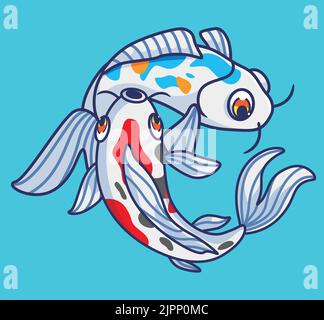 cute koi fish. isolated cartoon animal illustration. Flat Style Sticker Icon Design Premium Logo vector. Mascot Character Stock Vector