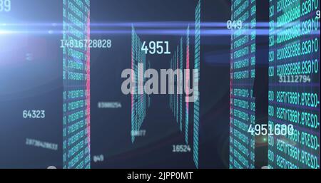 Image of numbers changing over data processing on computer servers Stock Photo