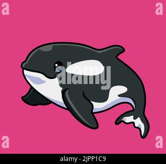 cute orca whale. isolated cartoon animal illustration. Flat Style Sticker Icon Design Premium Logo vector. Mascot Character Stock Vector