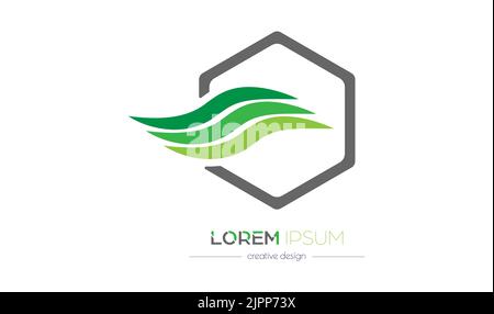 Color wave and hexagon. Abstract logo template. Simple design Stock Vector