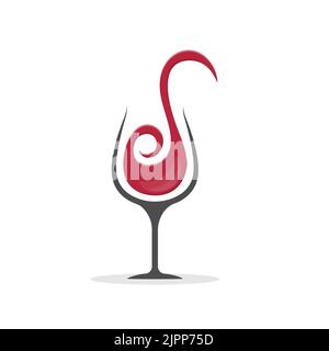 glass of red wine. template for logo, sticker, logo, label and creative idea. Flat style Stock Vector