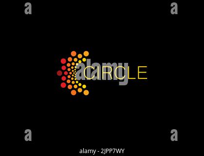 Abstract letter C, semicircle shape logo template, orange sun vector logo concept for business and IT startup, flower emblem Stock Vector