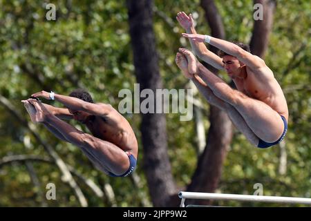 Rome, . 19th Aug, 2022. Andreas Sargent Larsen, Eduard Gugiu Timbretti during European Swimming Championships Rome 2022. Rome 19th August 2022 Photographer01 Credit: Independent Photo Agency/Alamy Live News Stock Photo