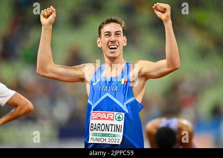 MUNCHEN, GERMANY - AUGUST 19: Simone Barontini of Italy competing in Men's 800m at the European Championships Munich 2022 at the Olympiastadion on August 19, 2022 in Munchen, Germany (Photo by Andy Astfalck/BSR Agency)