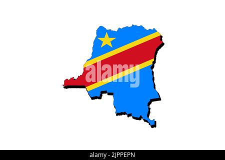 Silhouette 3D map of the Democratic Republic of the Congo isolated over ...