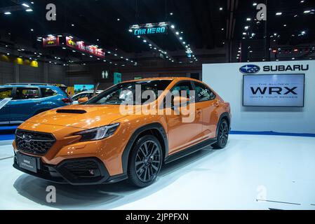 Bangkok, Thailand. 19th Aug, 2022. A Subaru WRX car seen displayed during the event. Thailand Big Motor Sale 2022 held from 19 to 28 August 2022 at BITEC Bangna in Bangkok, showcasing 17 car brands and 4 motorcycle brands as well as electric vehicles held to boost the overall sales in Third Quarter of the year. Credit: SOPA Images Limited/Alamy Live News Stock Photo