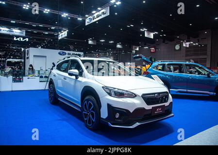 Bangkok, Thailand. 19th Aug, 2022. A Subaru XV car seen displayed during the event. Thailand Big Motor Sale 2022 held from 19 to 28 August 2022 at BITEC Bangna in Bangkok, showcasing 17 car brands and 4 motorcycle brands as well as electric vehicles held to boost the overall sales in Third Quarter of the year. (Photo by Peerapon Boonyakiat/SOPA Images/Sipa USA) Credit: Sipa USA/Alamy Live News Stock Photo