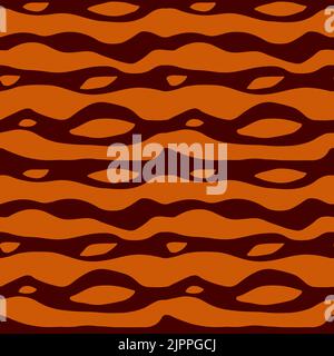 Orange and brown striped seamless pattern. 60s,70s style. Stock Vector