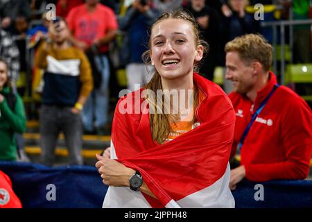 MUNCHEN, GERMANY - AUGUST 19:  competing in Women's 400m Hurdles at the European Championships Munich 2022 at the Olympiastadion on August 19, 2022 in Munchen, Germany (Photo by Andy Astfalck/BSR Agency)