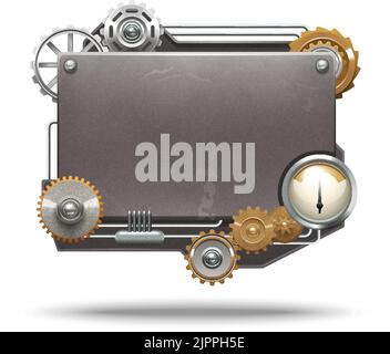 Steampunk frame in vintage style on white background isolated vector illustration Stock Vector