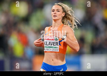 MUNCHEN, GERMANY - AUGUST 19: Lieke Klaver of the Netherlands competing in Women's 200m at the European Championships Munich 2022 at the Olympiastadion on August 19, 2022 in Munchen, Germany (Photo by Andy Astfalck/BSR Agency) Stock Photo