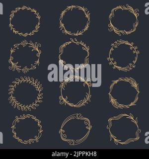 Vintage frame elements decoration circle set vector illustration Stock Vector