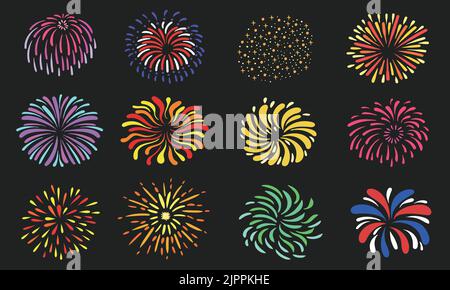 Fireworks abstract elements collection vector illustration Stock Vector