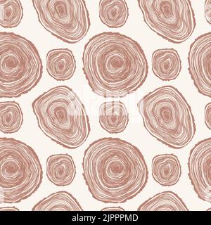 Cross-section of a tree seamless pattern hand draw. Stock Vector