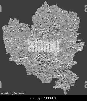 Topographic relief map of WOLFSBURG, GERMANY Stock Vector