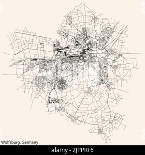 Street roads map of WOLFSBURG, GERMANY Stock Vector