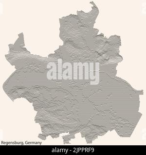 Topographic relief map of REGENSBURG, GERMANY Stock Vector