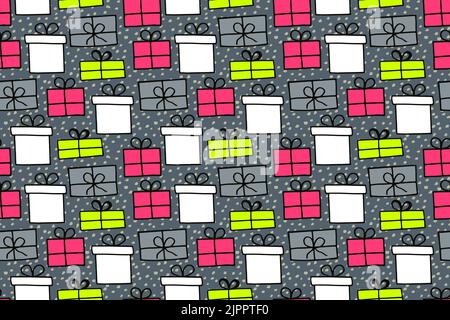 Vivid vector seamless pattern with present box Stock Vector