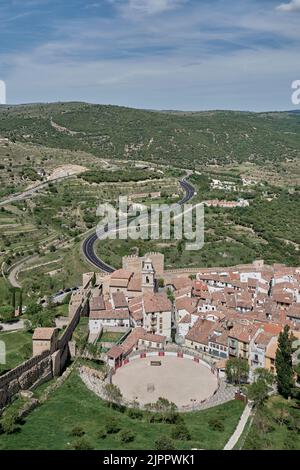 Bullring in Morella castle in Morella city, Spain Stock Photo