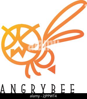 angry bee logo, icon bee Stock Vector