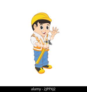 architect, civil engineer mascot vector Stock Vector
