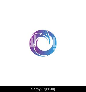 Flying Bird vector logo. Luxury bird, eagle, hawk, vector line logotype design. Stock Vector
