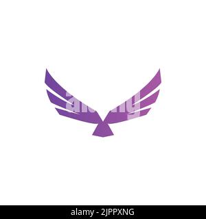 Flying Bird vector logo. Luxury bird, eagle, hawk, vector line logotype design. Stock Vector