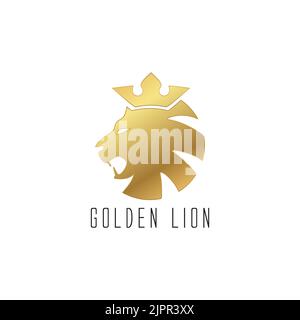 lion logo emblem, king symbol, animal, lion mascot, face, silhouette Stock Vector