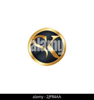SK logo golden symbol, modern brand design Stock Vector