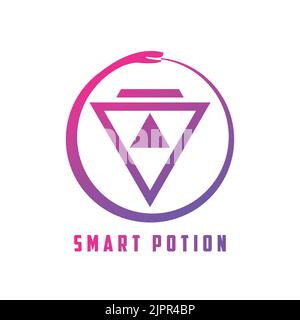 smart potion, magic, potion, bottle logo Stock Vector