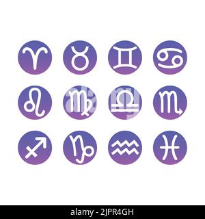 Zodiac icon collection, logo symbol, vector Stock Vector