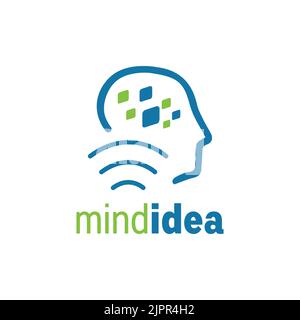Connected Dot Line Mind Brain Logo Template Stock Vector