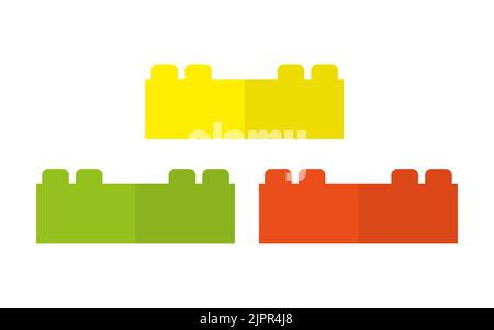 Childrens educational toy constructor flat set. Toy developing fine motor skills teaches read count to fold learn figure joy preschool education logo toy store web site entertainment kid hobby school Stock Vector