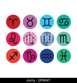 Zodiac icon collection, logo symbol, vector Stock Vector