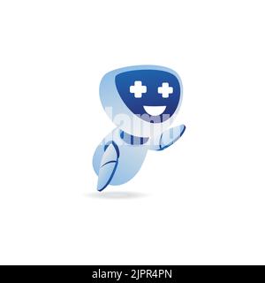Innovation technology science fiction future cute little 3d robot design vector illustration Stock Vector
