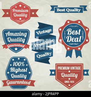 Amazing stickers, retro collection of Premium Quality badges, labels and ribbons. Vector elements Stock Vector
