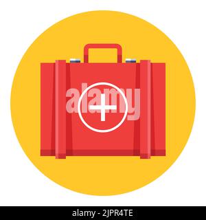First aid kit icon. Survival box icon. Detailed medical bag logo concept. Medical flat icon isolated on white background. Vector icon Stock Vector