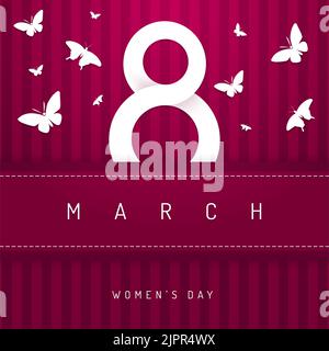 8 March, International Women's Day. Happy Women's Day greeting card with beautiful elements. Vector illustration Stock Vector