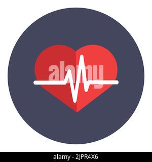 Heartbeat icon. Heart with ECG line. Cardiogram diagnosis icon. Love shape with pulse line. Flat icon isolated on white background. Vector icon Stock Vector