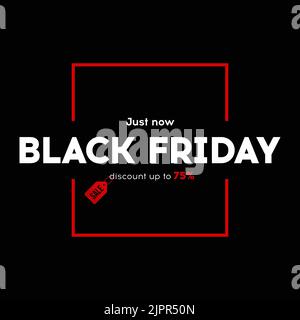 Black Friday sale design template. Fashion Black Friday discount up to 75% poster. Vector illustration Stock Vector