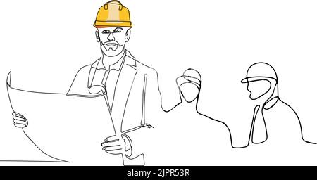 construction manager and engineer working on building site. Vector ...