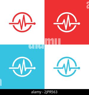 Medical logo concept. Pulse line icon. Heartbeat creative symbol. Medical care design element. Heart health logo. Medical center emblem. Vector Stock Vector