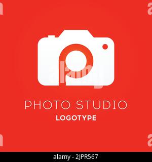 Photography logo design template. Creative logo concept for photo studio with letter P inside. Photograph symbol for creative business identity Stock Vector