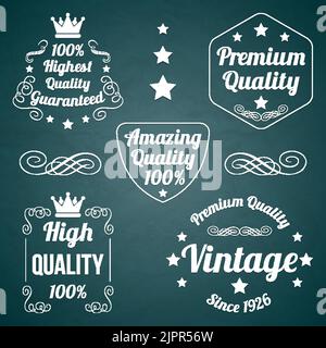 Premium quality badges. Set of elegant tags. Vector vintage quality elements Stock Vector
