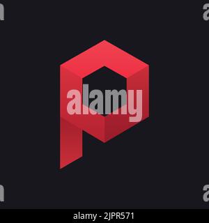 P hexagon letter logo design template. Graphic alphabet symbol for corporate business identity. Creative typographic icon concept. Vector element Stock Vector